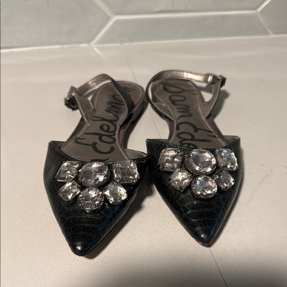 Sam Edelman - Reece Flats - Black Embellished Women's Shoes